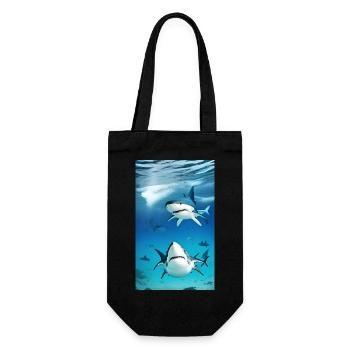Shark | Great White Shark | Sea creature | Fish - Gift Bag for Bottles - black - Front