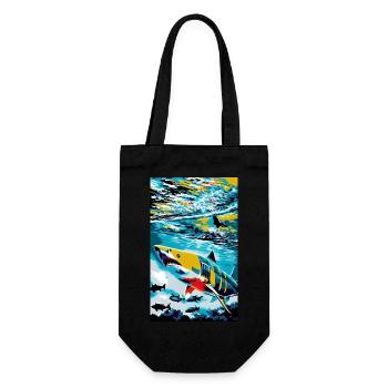 Hai | Weißer Hai | Meerestier | Fisch - Geschenkbeutel für Flaschen - Schwarz - Vorne