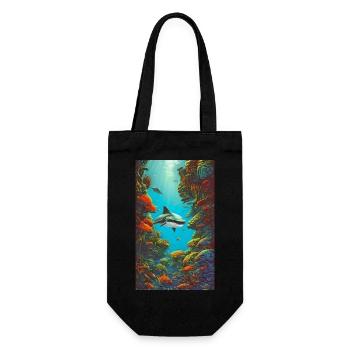 Shark | Great White Shark | Sea creature | Fish - Gift Bag for Bottles - black - Front