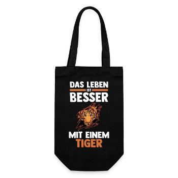 Tiger Motiv - Geschenkbeutel für Flaschen - Schwarz - Vorne