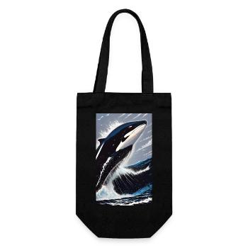Orca | Wal | Killerwal | Meerestier | Ozean - Geschenkbeutel für Flaschen - Schwarz - Vorne