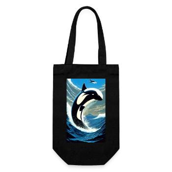 Orca | Wal | Killerwal | Meerestier | Ozean - Geschenkbeutel für Flaschen - Schwarz - Vorne