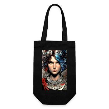 Woman | Face | Girls | Anime | mystical - Gift Bag for Bottles - black - Front