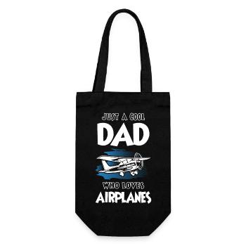 Just a Cool Dad Who Loves Airplanes - Geschenkbeutel für Flaschen - Schwarz - Vorne