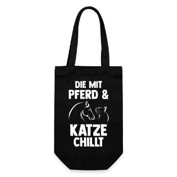 Katzen Pferdeliebhaber Katzenliebhaber Pferde - Geschenkbeutel für Flaschen - Schwarz - Vorne