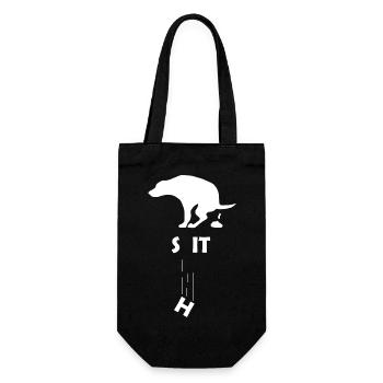 sit dog motif - Gift Bag for Bottles - black - Front
