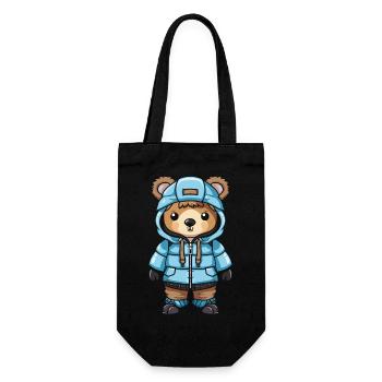 Bear Winter Comic - Gift Bag for Bottles - black - Front