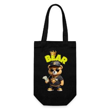 Teddybär mit Geld - Geschenkbeutel für Flaschen - Schwarz - Vorne