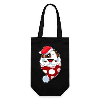 Dog Christmas Christmas Sock - Gift Bag for Bottles - black - Front