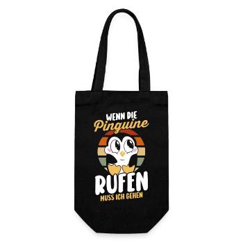 Pinguin - Geschenkbeutel für Flaschen - Schwarz - Vorne