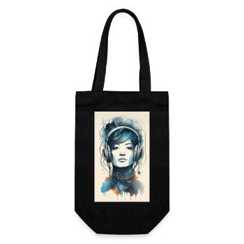 Lady Headphone Music Poster - Gift Bag for Bottles - black - Front