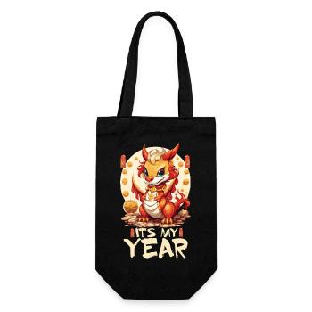 Year Of The Dragon Happy Chinese New Year 2024 - Geschenkbeutel für Flaschen - Schwarz - Vorne