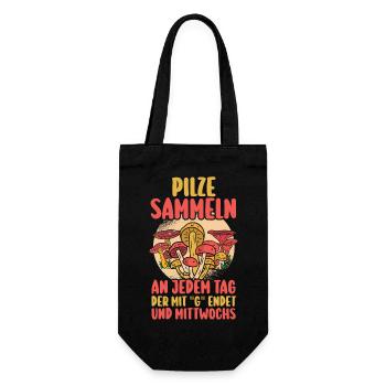 Pilz Pilze Pilzjäger Pilzsammler - Geschenkbeutel für Flaschen - Schwarz - Vorne