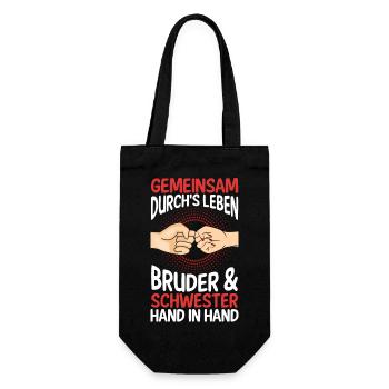 Geschwister Bruder und Schwester - Geschenkbeutel für Flaschen - Schwarz - Vorne