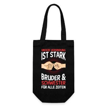 Geschwister Bruder und Schwester - Geschenkbeutel für Flaschen - Schwarz - Vorne