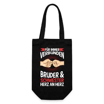 Geschwister Bruder und Schwester - Geschenkbeutel für Flaschen - Schwarz - Vorne