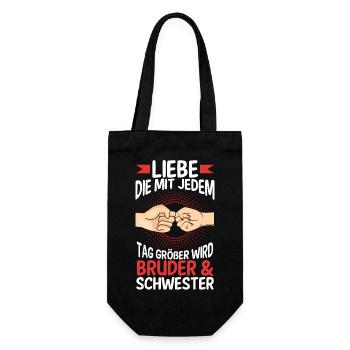 Geschwister Bruder und Schwester - Geschenkbeutel für Flaschen - Schwarz - Vorne