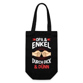Großvater Opa und Enkel - Geschenkbeutel für Flaschen - Schwarz - Vorne