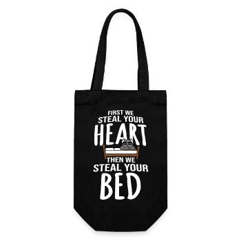 First We Steal Your Heart Then We Steal Your Bed - Gift Bag for Bottles - black - Front