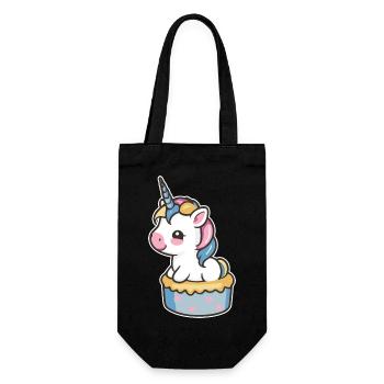 Einhorn Torte - Geschenkbeutel für Flaschen - Schwarz - Vorne