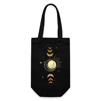 Moon and Golden Magic Star - Gift Bag for Bottles - black - Front