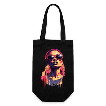 Beautiful female paint art Face colorful woman - Gift Bag for Bottles - black - Front