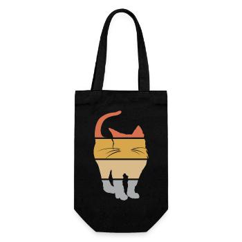 retro cat vintage tomcat cat lover icon icon - Gift Bag for Bottles - black - Front