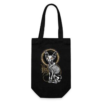 Katze Sphinx Skelett Tattoo - Geschenkbeutel für Flaschen - Schwarz - Vorne