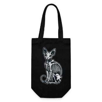 Katze Sphinx Skelett Tattoo - Geschenkbeutel für Flaschen - Schwarz - Vorne