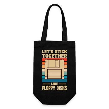 Lass Uns Zusammenhalten Wie Floppy Disks - Geschenkbeutel für Flaschen - Schwarz - Vorne