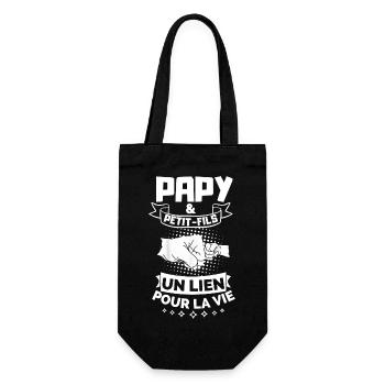 T-shirt for Grandpa - Grandpa and Grandson - Gift Bag for Bottles - black - Front