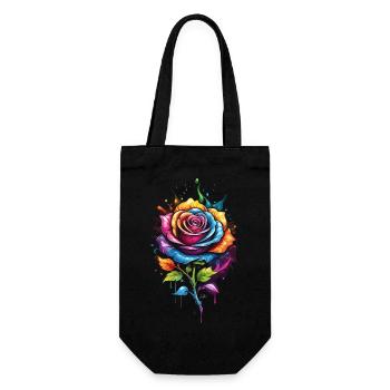 Blume - Regenbogen Rosa - Geschenkbeutel für Flaschen - Schwarz - Vorne