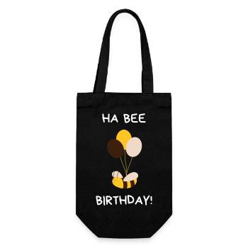 Ha Bee Birthday - Funny Bee Birthday - Gift Bag for Bottles - black - Front