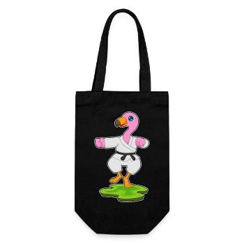 Flamingo Karate Kampfsport  - Geschenkbeutel für Flaschen - Schwarz - Vorne