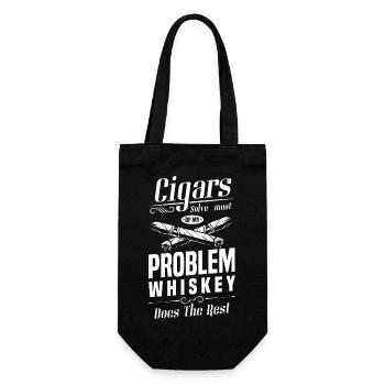 Zigarren Dampfen Whiskey Genuss - Geschenkbeutel für Flaschen - Schwarz - Vorne