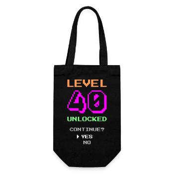 Level 40 freigeschaltet - Lustig - Geschenkbeutel für Flaschen - Schwarz - Vorne