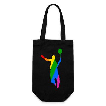 Rainbow Badminton Tennis Design - Gift Bag for Bottles - black - Front