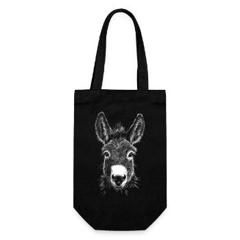 Donkey Portrait Animals Animal - Gift Bag for Bottles - black - Front