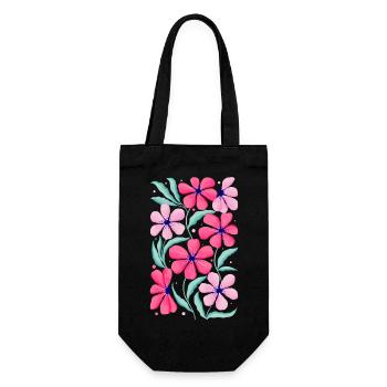 Décor floral en rose. Personnalisable - Sac à bouteille - noir - Devant