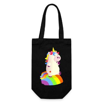 Magisches Einhorn auf dem Regenbogen - 🦄 - Geschenkbeutel für Flaschen - Schwarz - Vorne