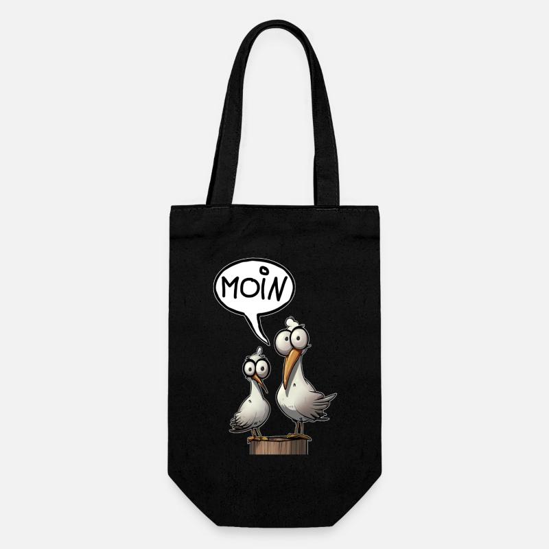 Die Bäädden Möwen - Möwe moin - Geschenkbeutel für Flaschen - Schwarz