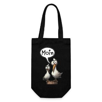 Möwe Möwen Spruch Moin Norddeutschland - Geschenkbeutel für Flaschen - Schwarz - Vorne