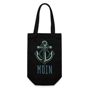 Captain Schiffanker Anker Nordsee Spruch Geschenk - Geschenkbeutel für Flaschen - Schwarz - Vorne