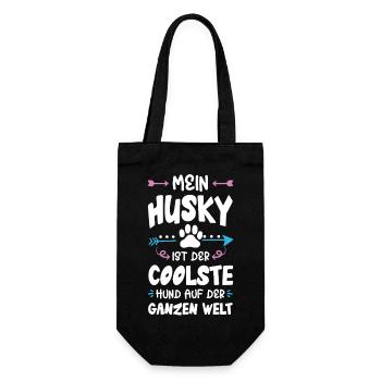 husky hund spruch - Geschenkbeutel für Flaschen - Schwarz - Vorne