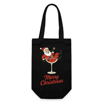 Merry Christmas Santa Claus Holiday Fun - Gift Bag for Bottles - black - Front