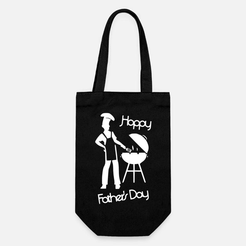 Happy Fathers Day - Grill white - Gift Bag for Bottles - black