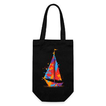Sailing Colorful Sailboat Kids Men Sailors - Gift Bag for Bottles - black - Front