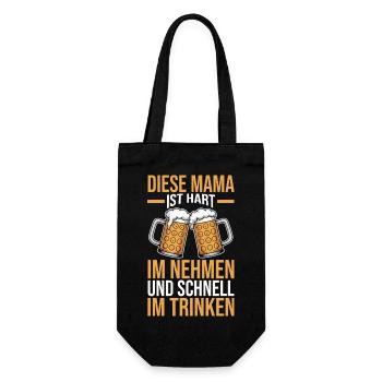 Bier Bierliebhaberin Mutter Mama - Geschenkbeutel für Flaschen - Schwarz - Vorne