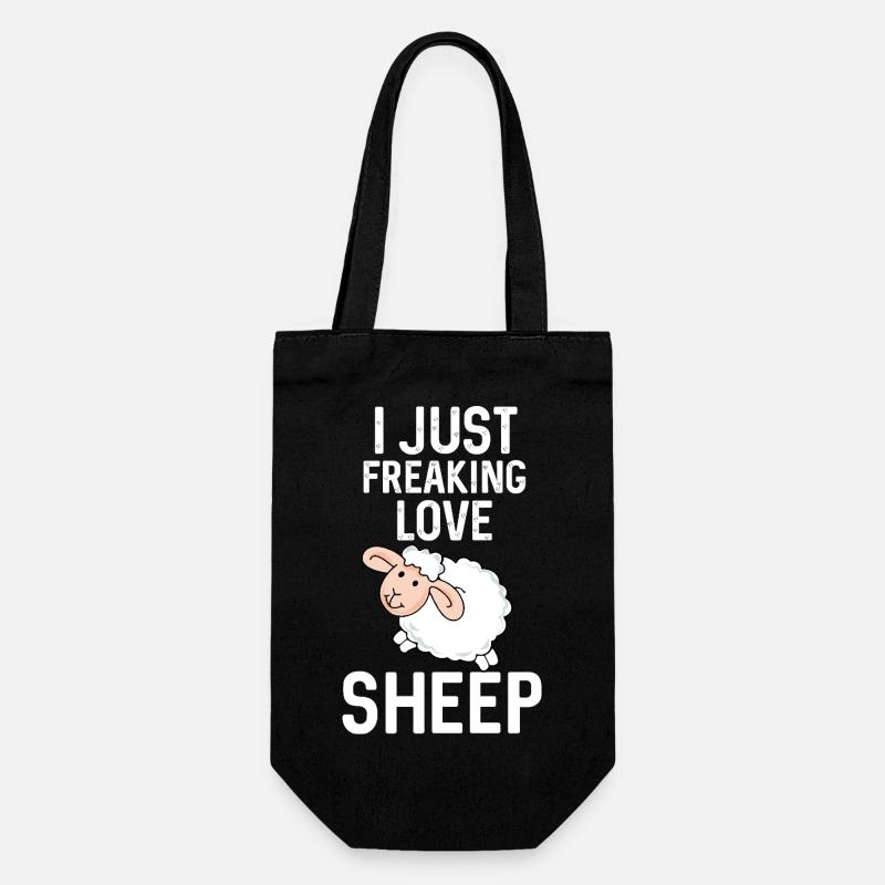 J’adore les moutons | Drôle de design de mouton - Sac à bouteille - noir