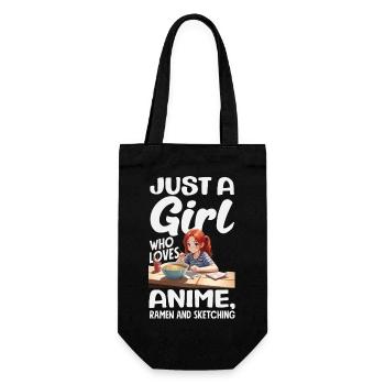 Girl Loves Anime Ramen And Drawing - Gift Bag for Bottles - black - Front